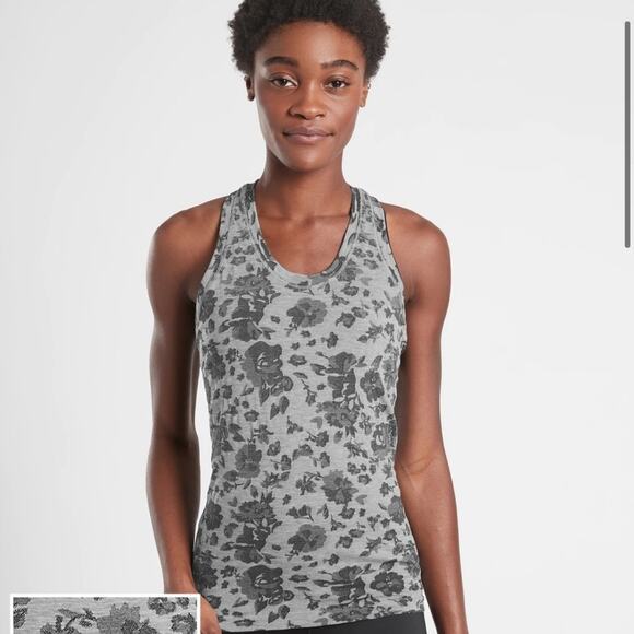Athleta Tops - Athleta Tank Top Momentum Space Dye Floral Seamless Gray XS Racerback Shirt Gym